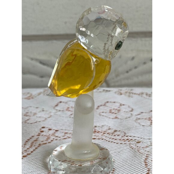 Vintage 1970s Crystal Owl Figurine On a Branch Retro Hippy Decor - Picture 9 of 14